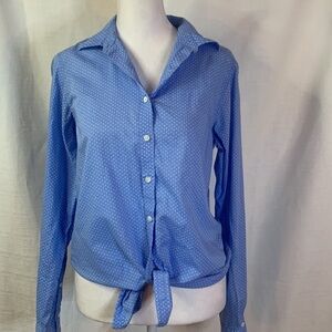 Gap Fitted Blue and White Polka Dot Button Down